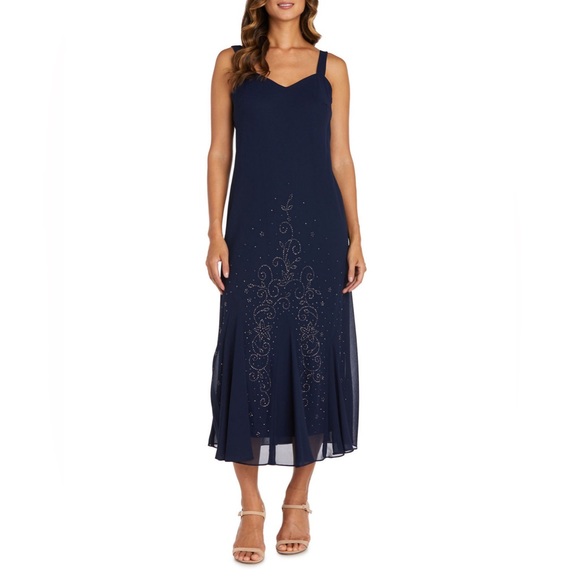 R&M Richards Dresses & Skirts - R & M Beaded V-Neck Two-Piece Dress size 16